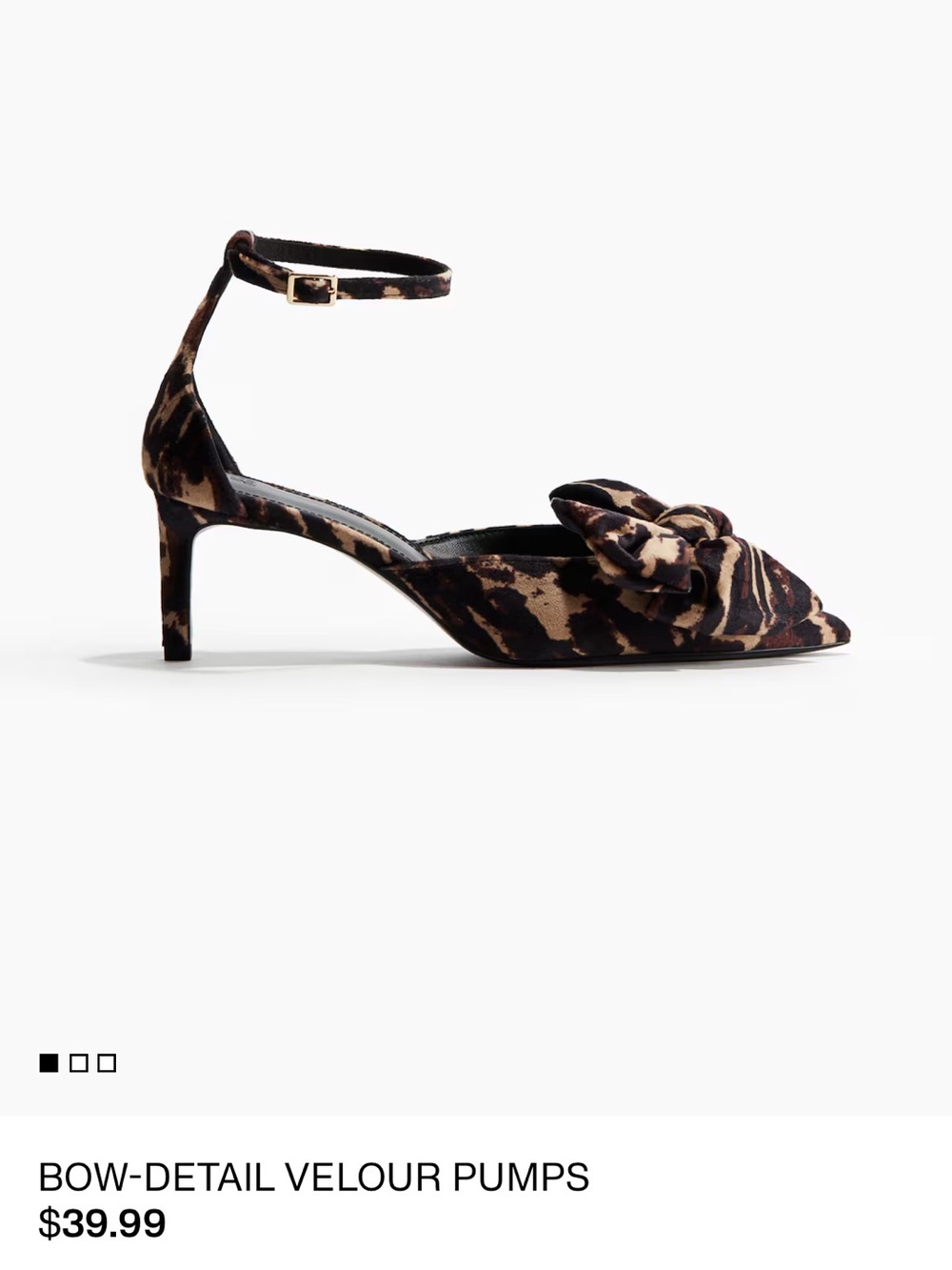 H&M Bow Velour Kitten Heels